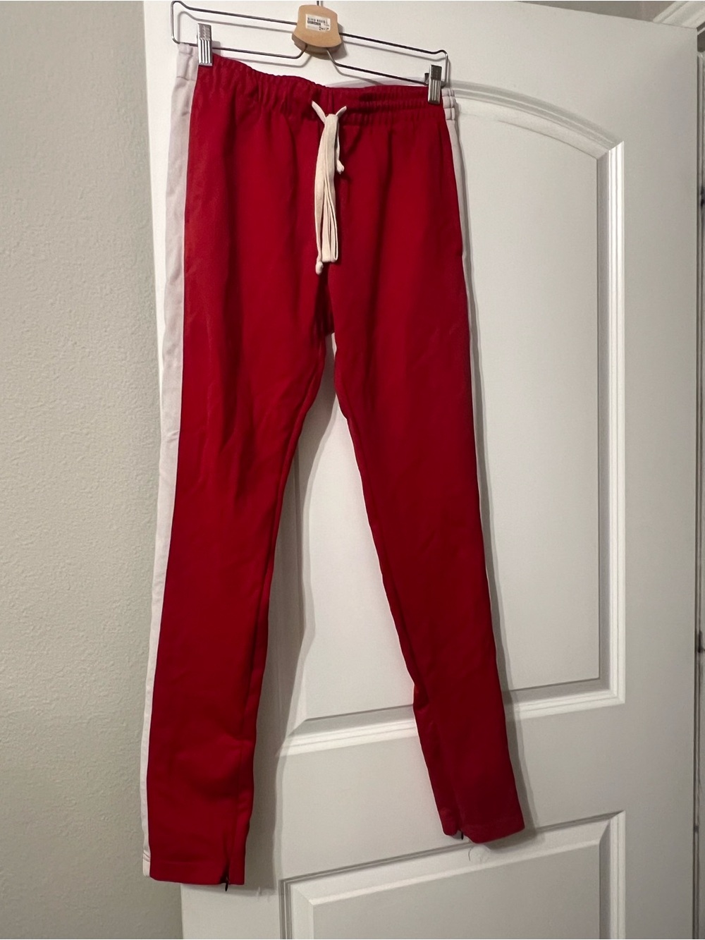 EPTM Red Athletic Track Pants with White Side Stripe
